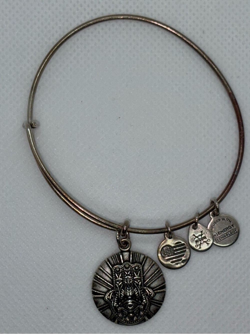 Alex and Ani Silver Hamsa Hand Charm Bangle Bracelet